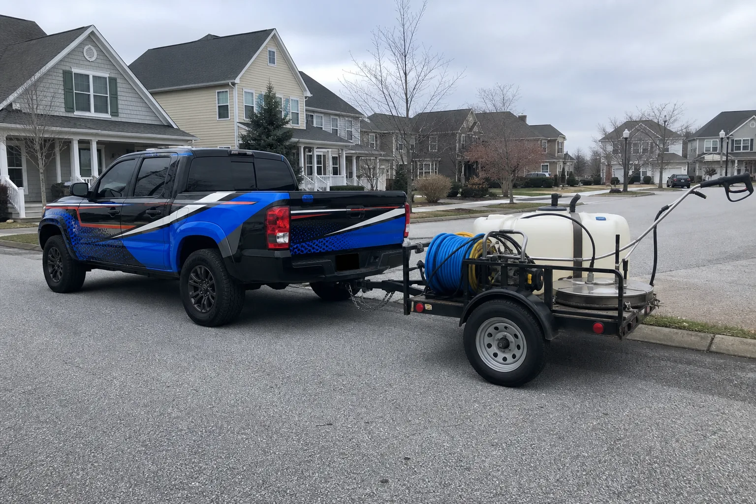 First Response Pressure Wash truck and trailer rig in Hampton Roads